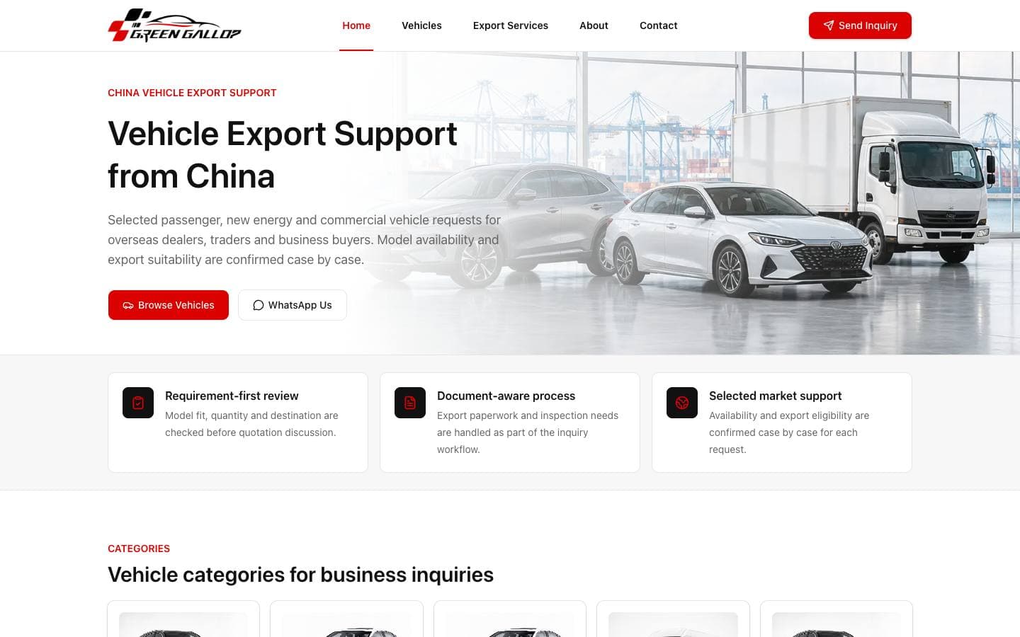 Green Gallop Auto website screenshot